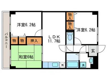 クレードル桂川(3LDK/4階)の間取り写真