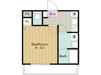 パークレガーロ百合ヶ丘(1K/1階)の間取り写真