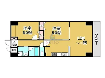 ルミネソレイユII(2LDK/8階)の間取り写真