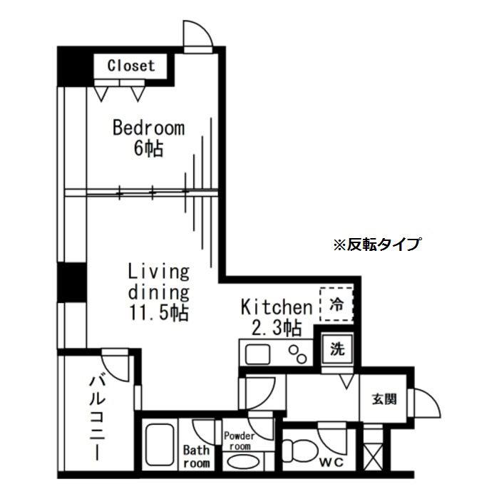 レジディアタワー麻布十番(1LDK/6階)の間取り写真