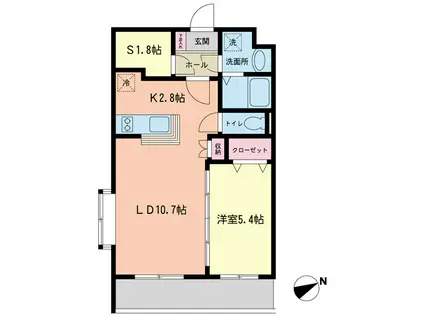ウエスト(1SLDK/3階)の間取り写真
