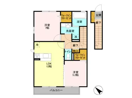 ラ フォンテ B(2LDK/2階)の間取り写真