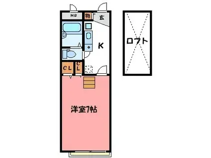 ROSE LINE(1K/1階)の間取り写真