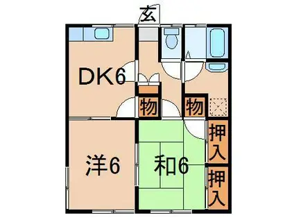 ハイムK-3(2DK/1階)の間取り写真