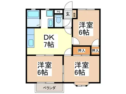 アネックス寺澤I(3DK/1階)の間取り写真