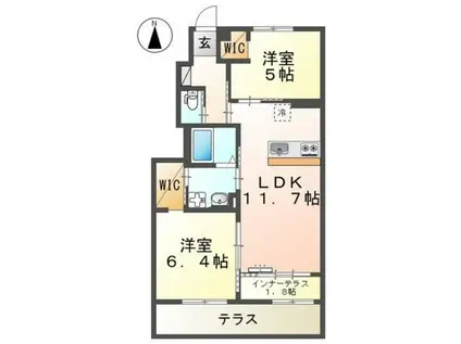 エスポワールA(2LDK/1階)の間取り写真