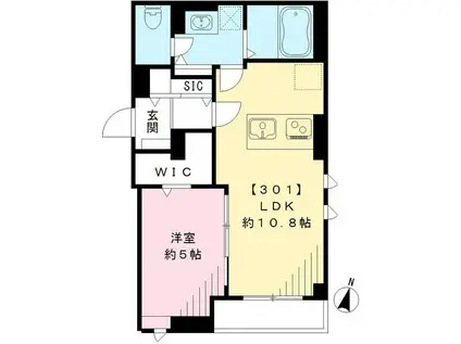 サウス SIDE 11(1LDK/3階)の間取り写真
