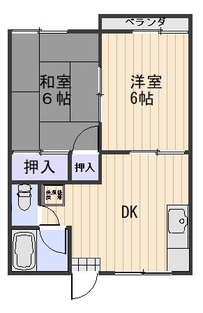 フェリス大安寺(2DK/2階)の間取り写真