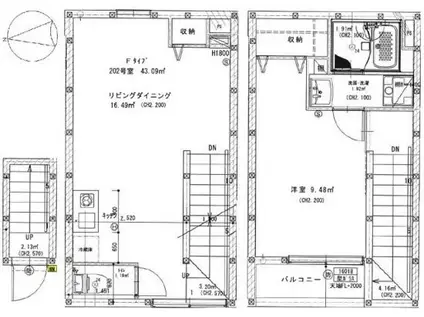 パークノート東日暮里(1LDK/2階)の間取り写真
