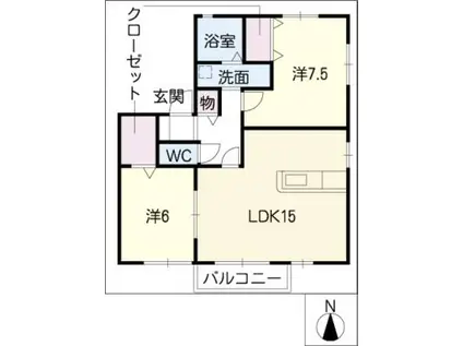 ロイヤルステージ A棟(2LDK/1階)の間取り写真