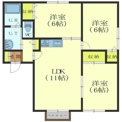 ウィンディアヒルズ(3LDK/2階)の間取り写真