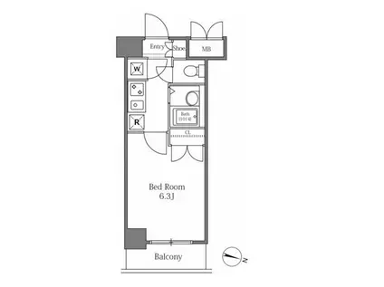 ラサンテ広尾(1K/4階)の間取り写真