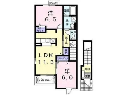 グランド-ルET H(2LDK/2階)の間取り写真