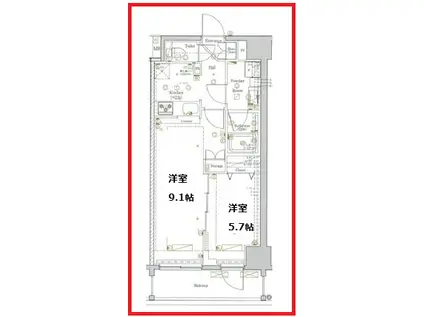 ジェノヴィア王子神谷スカイガーデン(1LDK/6階)の間取り写真