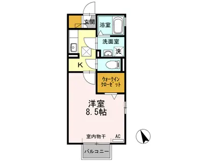 VIEW COURT V(1K/2階)の間取り写真