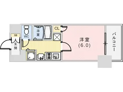 プレサンス三ノ宮駅前プライムタイム(1K/8階)の間取り写真