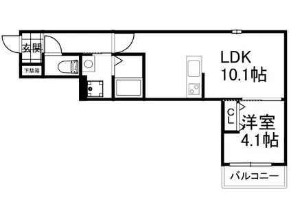 クレアトゥール香里園(1LDK/3階)の間取り写真