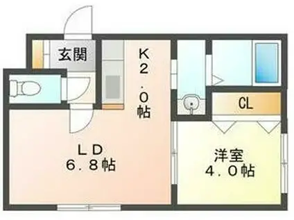 PRIME南7条(1LDK/5階)の間取り写真
