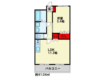 ディアベルジュ(1LDK/2階)の間取り写真