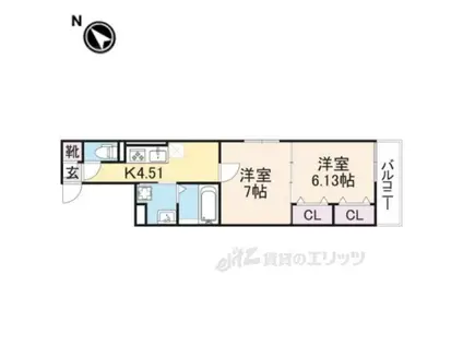 すずらん彦根(2K/2階)の間取り写真