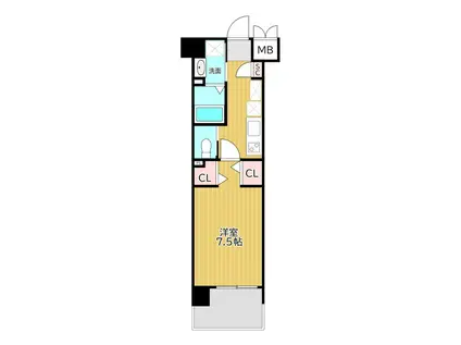 ウイングス西本町(1K/4階)の間取り写真