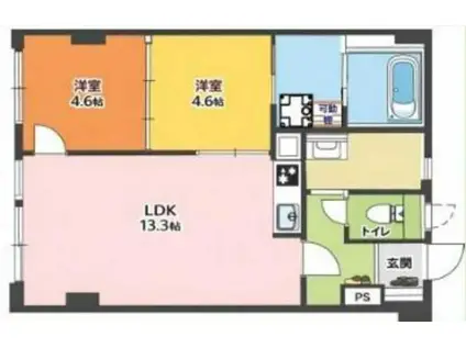 東和ビル(2LDK/5階)の間取り写真