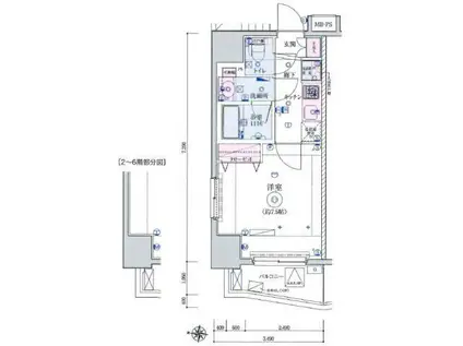 リヴシティ田町(1K/5階)の間取り写真