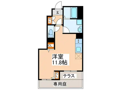 ヴェルデ琴平(ワンルーム/1階)の間取り写真