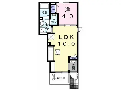 ビオーラ(1LDK/1階)の間取り写真