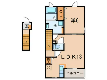 グリシーヌ桜ヶ丘IV(1LDK/2階)の間取り写真