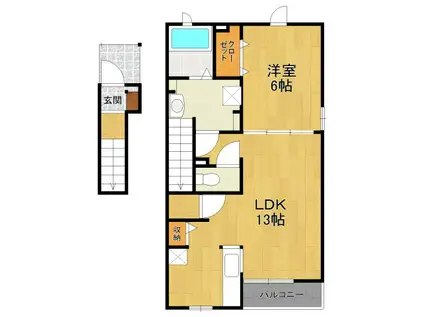 グリシーヌ桜ヶ丘4(1LDK/2階)の間取り写真