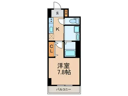 ハックスビエント甲子園口(1K/4階)の間取り写真