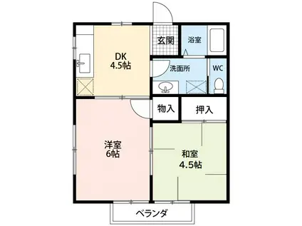 ハウスエイト(2DK/1階)の間取り写真