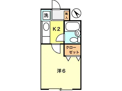 ひまわりハウス(1K/2階)の間取り写真