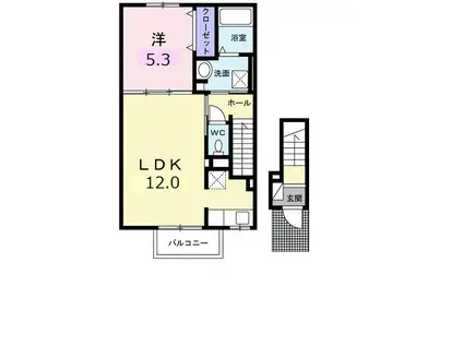 シャルマン 宇和島(1LDK/2階)の間取り写真