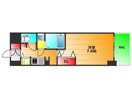 ミラージュパレス大阪ドームプロスパー(1K/2階)の間取り写真