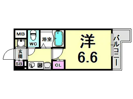エステムコート新神戸エリタージュ(1K/4階)の間取り写真