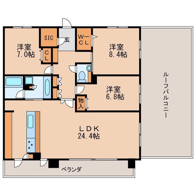 テラッツァ白壁(3LDK/8階)の間取り写真