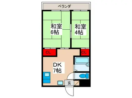 ハイツ和の家(2DK/1階)の間取り写真