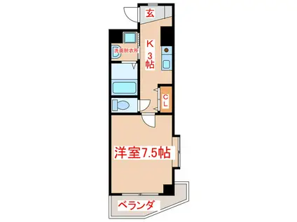 サンパティーク谷山中央(1K/5階)の間取り写真