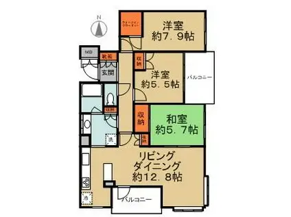 セントラル・ヒル鶴見E棟(3LDK/3階)の間取り写真