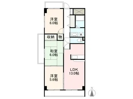 イナンクル南三条(3LDK/3階)の間取り写真