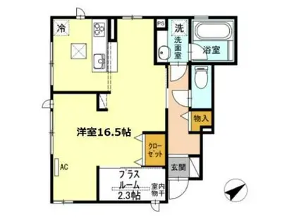 LIMINESS(ワンルーム/1階)の間取り写真