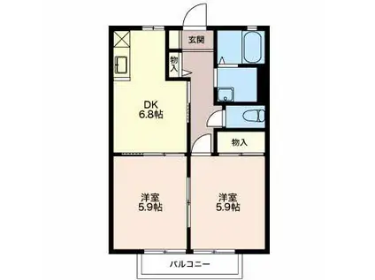 フレグランス久葉(2DK/2階)の間取り写真