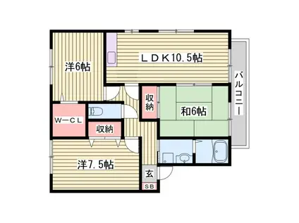 ガーデンビュー北在家(3LDK/1階)の間取り写真