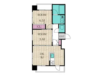 プライムガーデン新杉田西(2DK/3階)の間取り写真