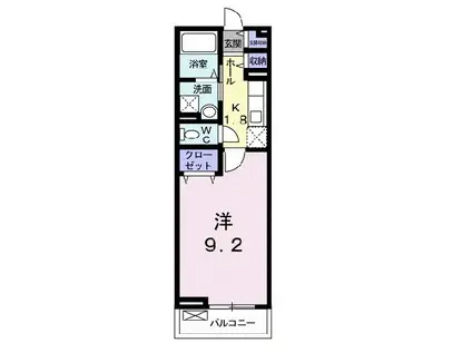 HUS MIYAMAGI(1K/2階)の間取り写真