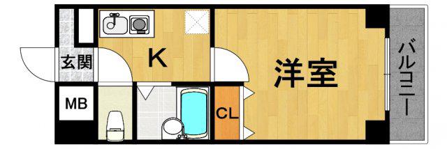 アクティ塚口(1K/6階)の間取り写真