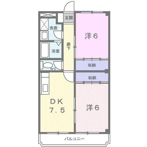 メモリー近藤(2DK/3階)の間取り写真