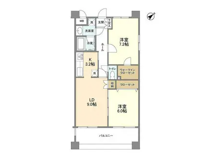 サンハイム鶴見(2LDK/4階)の間取り写真